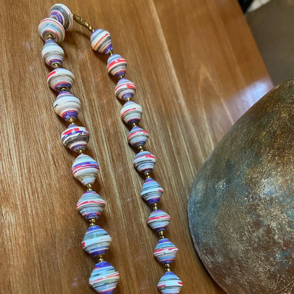 Recycled Paper Bead Necklace